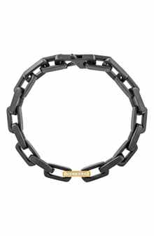 Mixed Metal Diamond Accent Link Chain Bracelet
