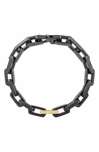 Mixed Metal Diamond Accent Link Chain Bracelet