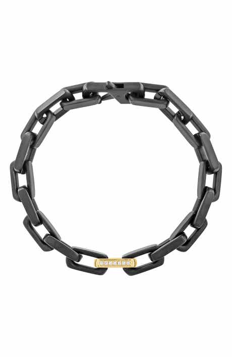 Mixed Metal Diamond Accent Link Chain Bracelet