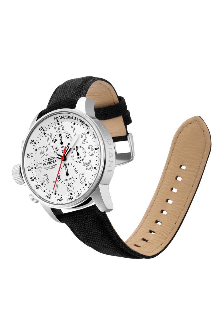 I-Force Chronograph Canvas Strap Watch, 46mm, Alternate, color, WHITE