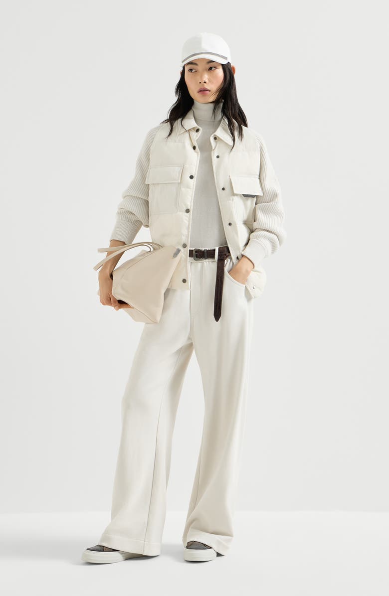 Brunello Cucinelli Knit down coat, Alternate, color, Ivory