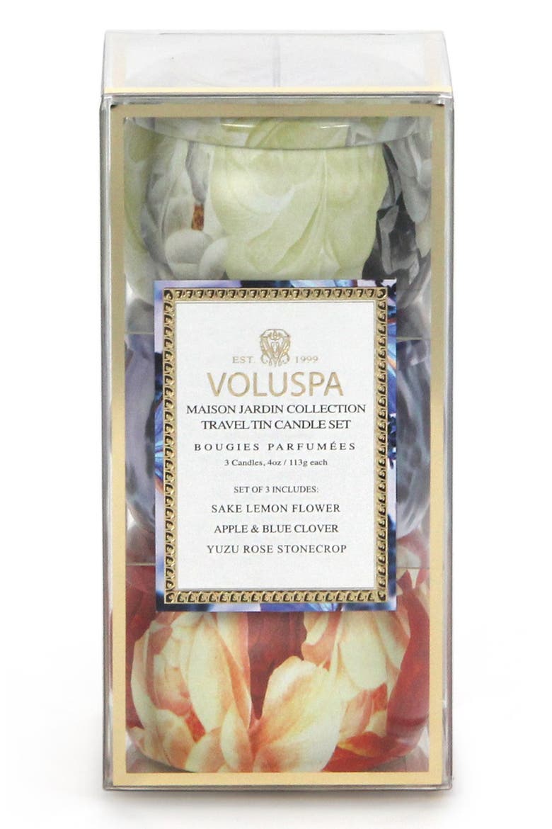 'Maison Jardin' Mini Tin Candle Trio (Nordstrom Exclusive), Main, color, NO COLOR
