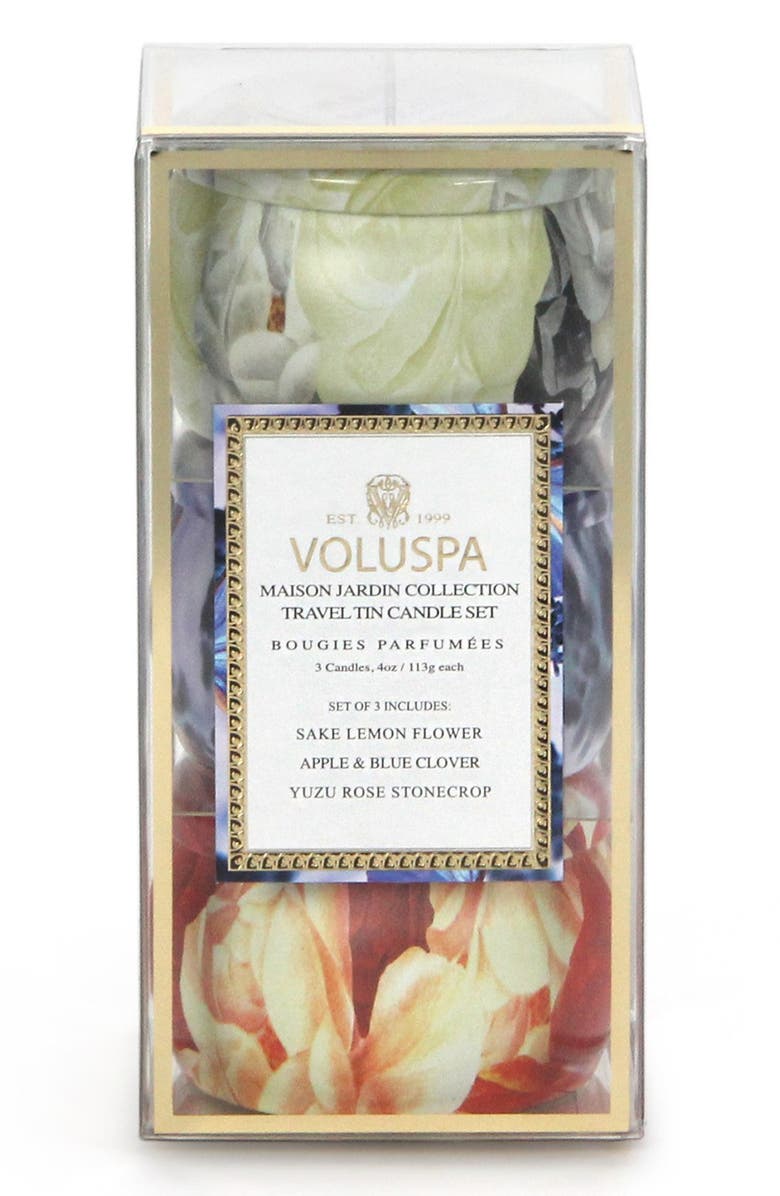Voluspa 'Maison Jardin' Mini Tin Candle Trio, Main, color, 