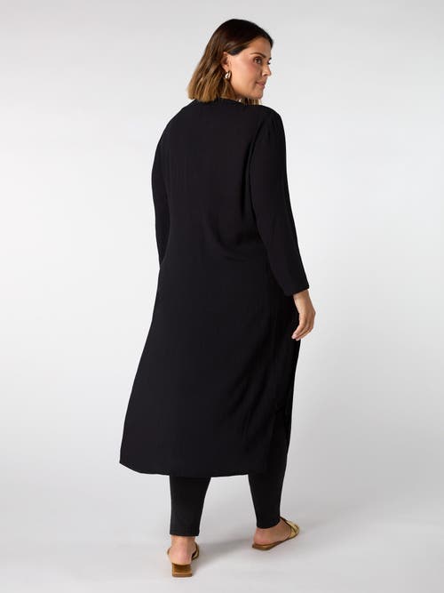 Live Unlimited Crinkle Split Front Longline Tunic In Black