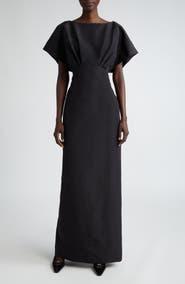 Carolina Herrera Fan Bodice Silk Faille Column Gown