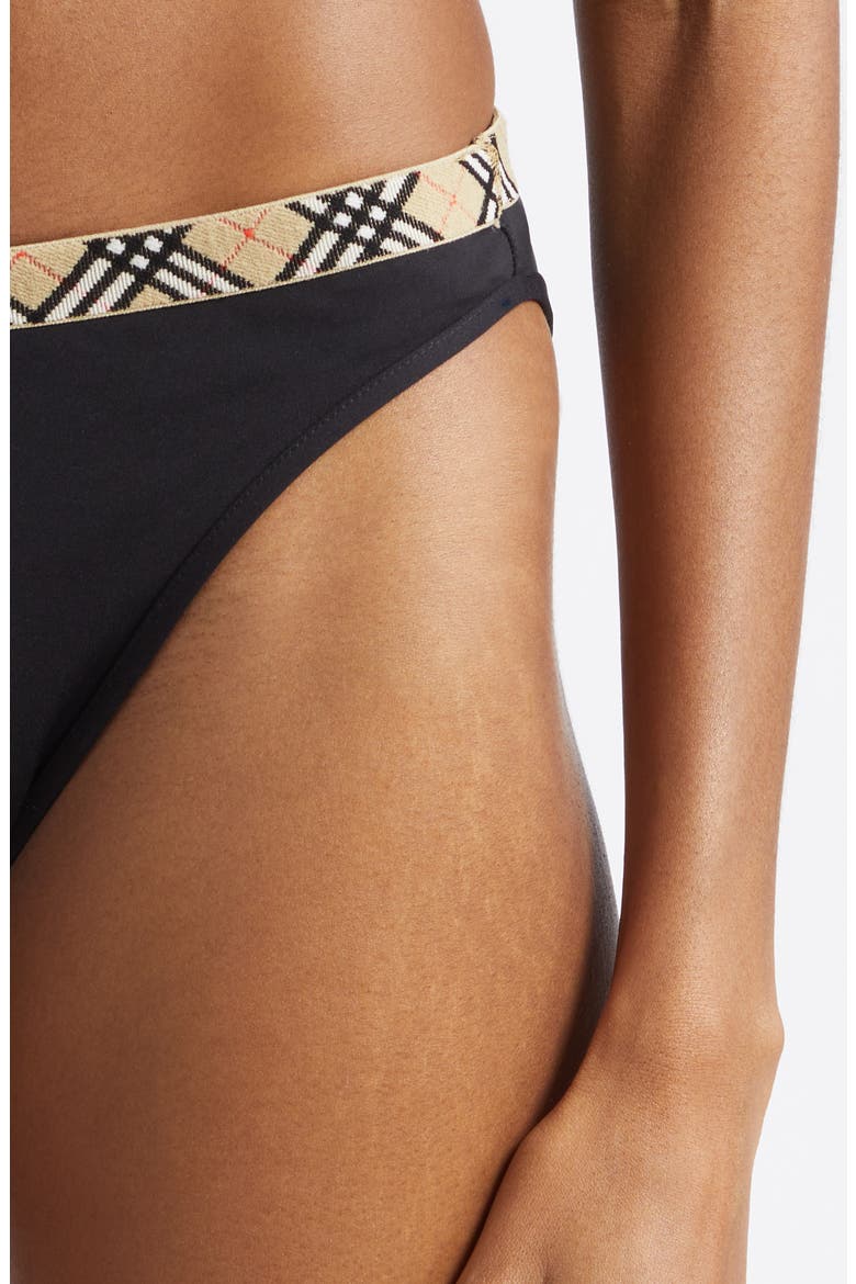 Check Trim Bikini Top, Alternate, color, BLACK