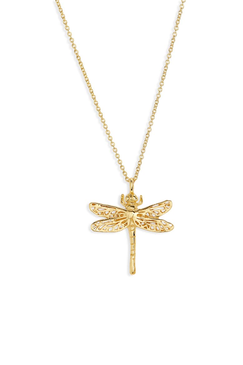Mallory Dragonfly Pendant Necklace, Main, color, GOLD
