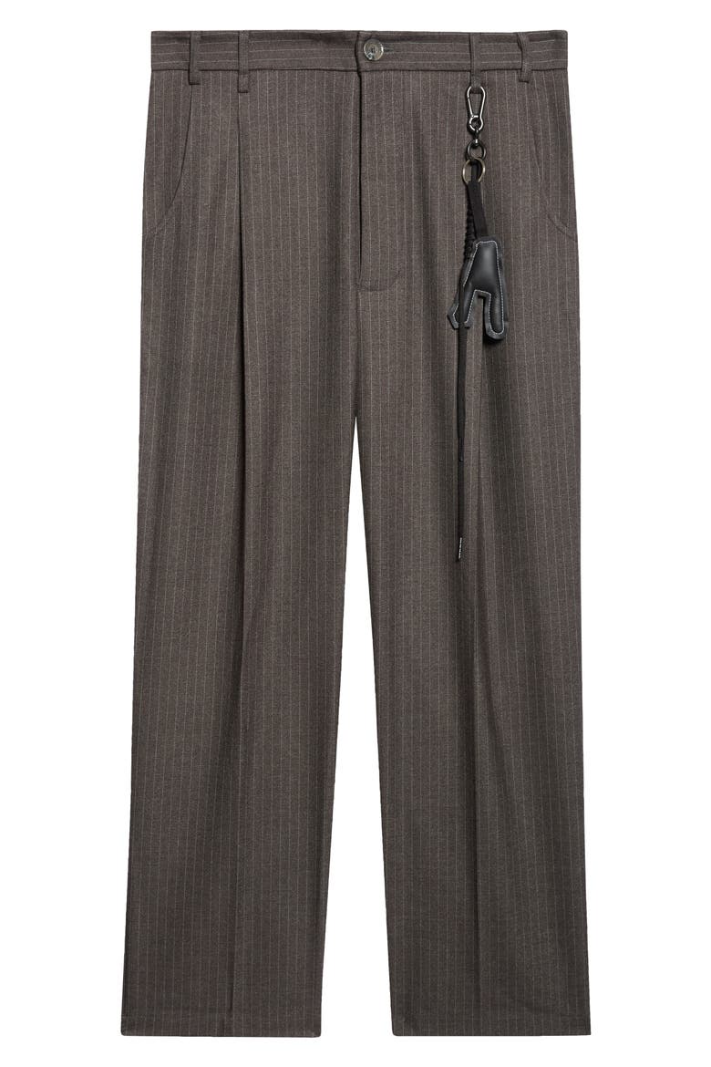 Loose Fit Pleated Flannel Pants, Main, color, CHARCOAL