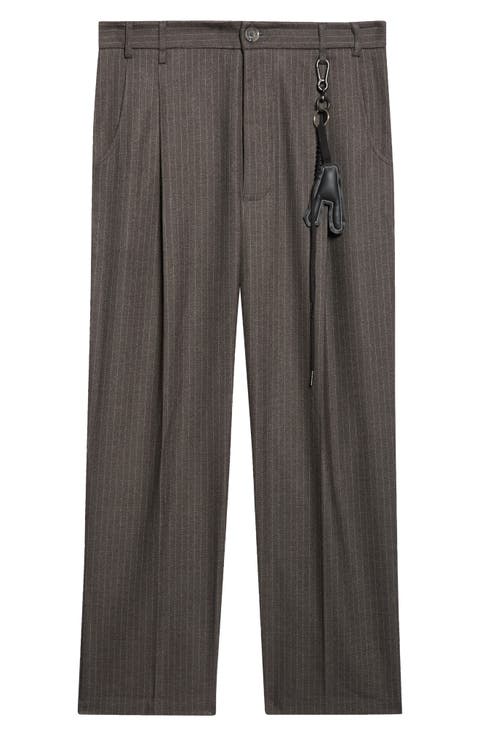 Loose Fit Pleated Flannel Pants