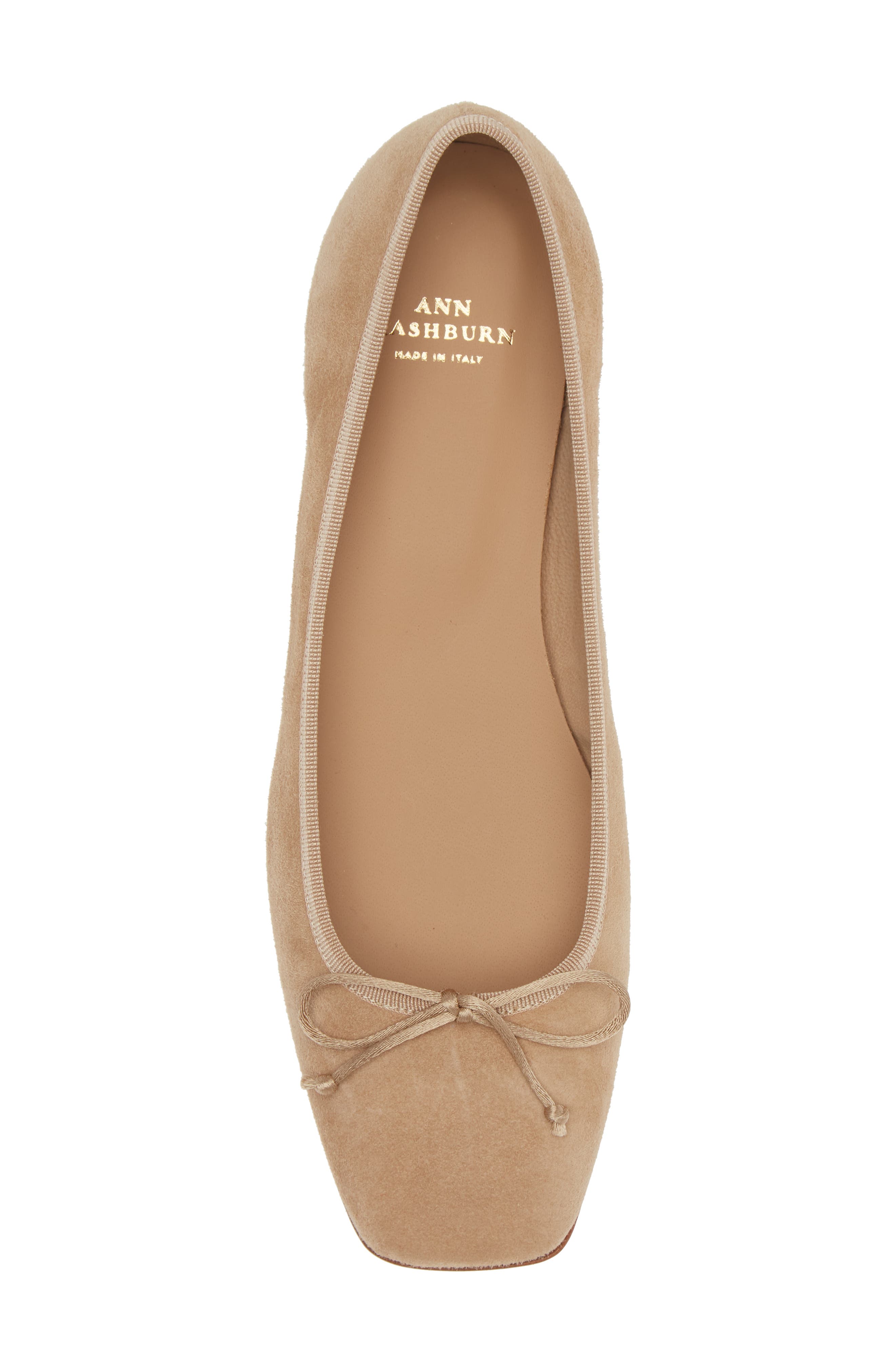 Square Toe Ballet Flat, Alternate, color, CAMEL SUEDE