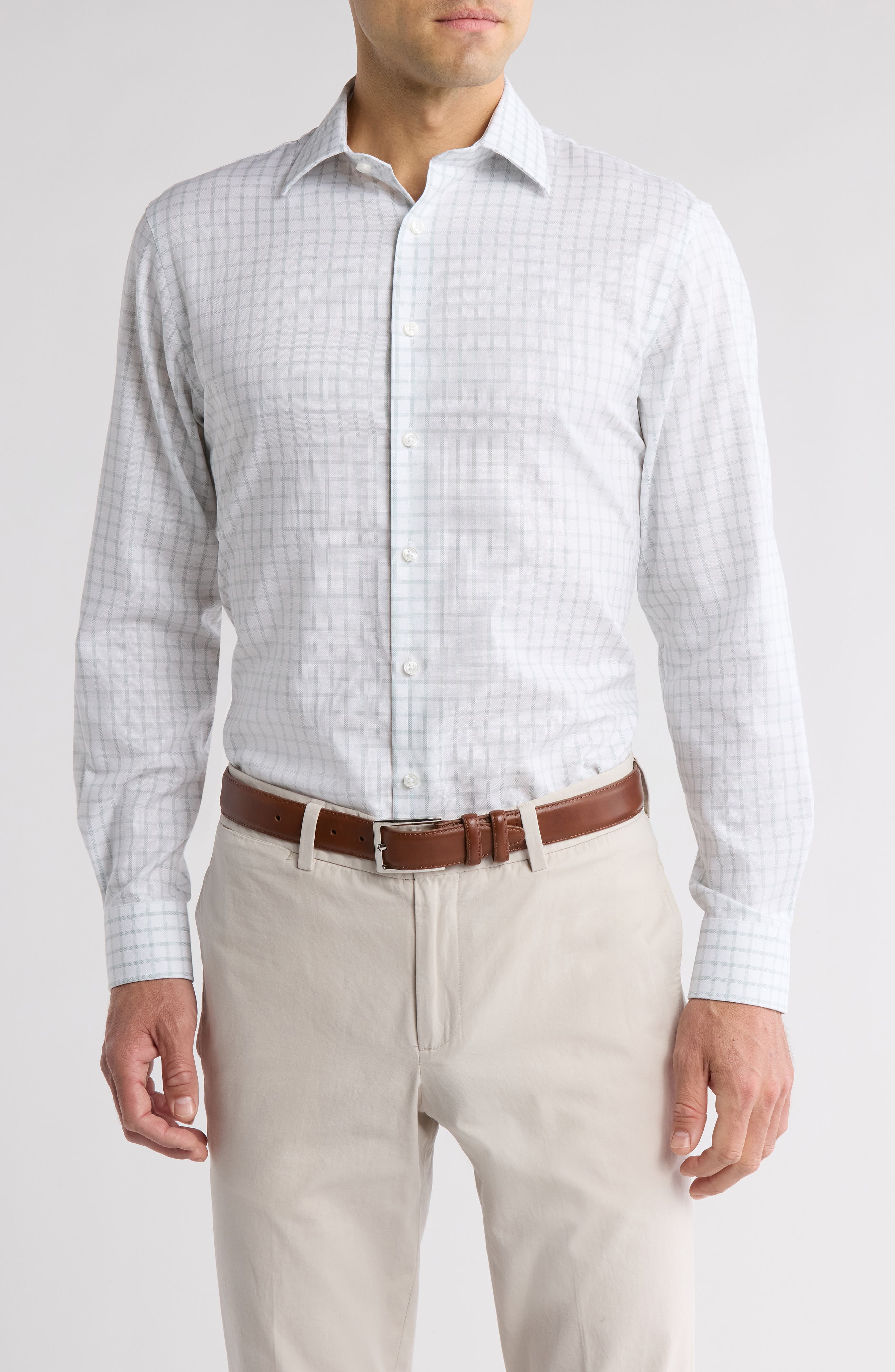 Nordstrom Premium Non-Iron Traditional Fit Windowpane Check Dress Shirt