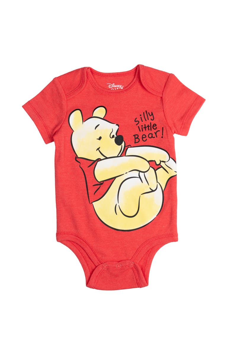 Disney Winnie the Pooh 5-Pack One Piece Bodysuits, Alternate, color, Red Grey Yellow Orange