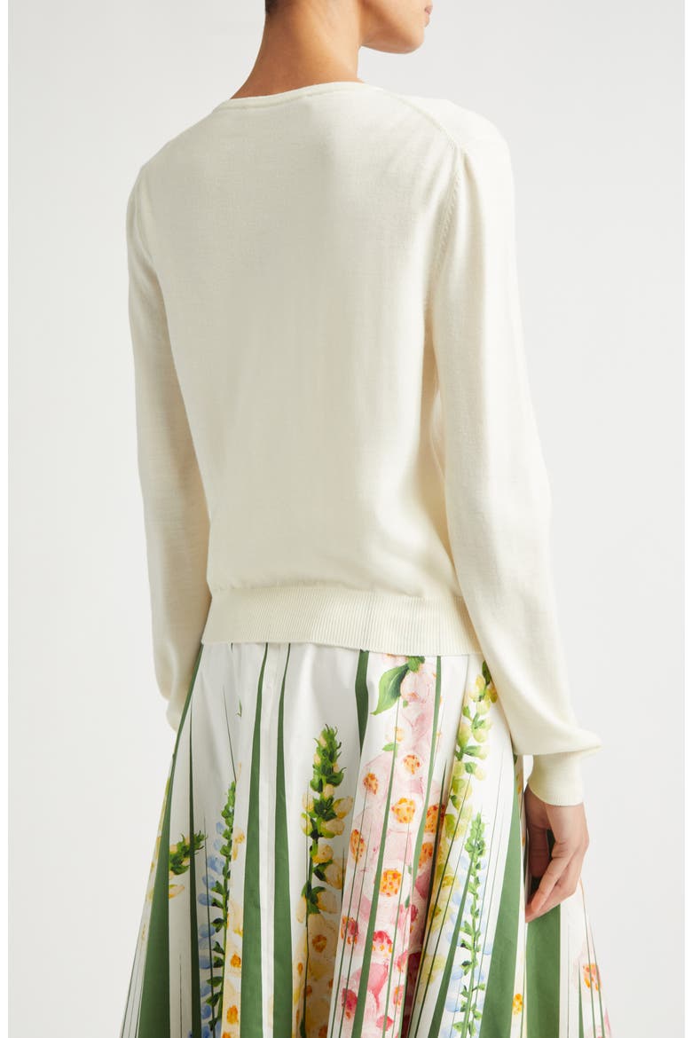 Foxglove Embroidered Virgin Wool Cardigan, Alternate, color, IVORY