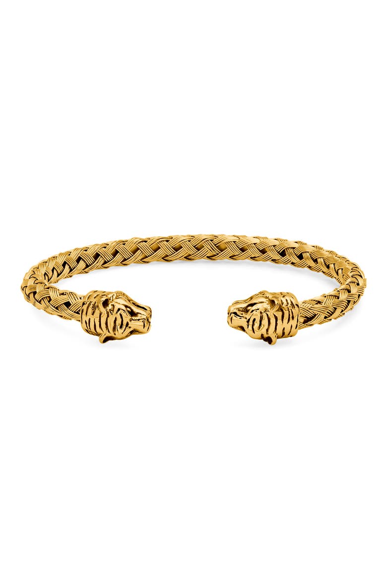 Braided Wire Tiger Cuff Bracelet, Main, color, YELLOW