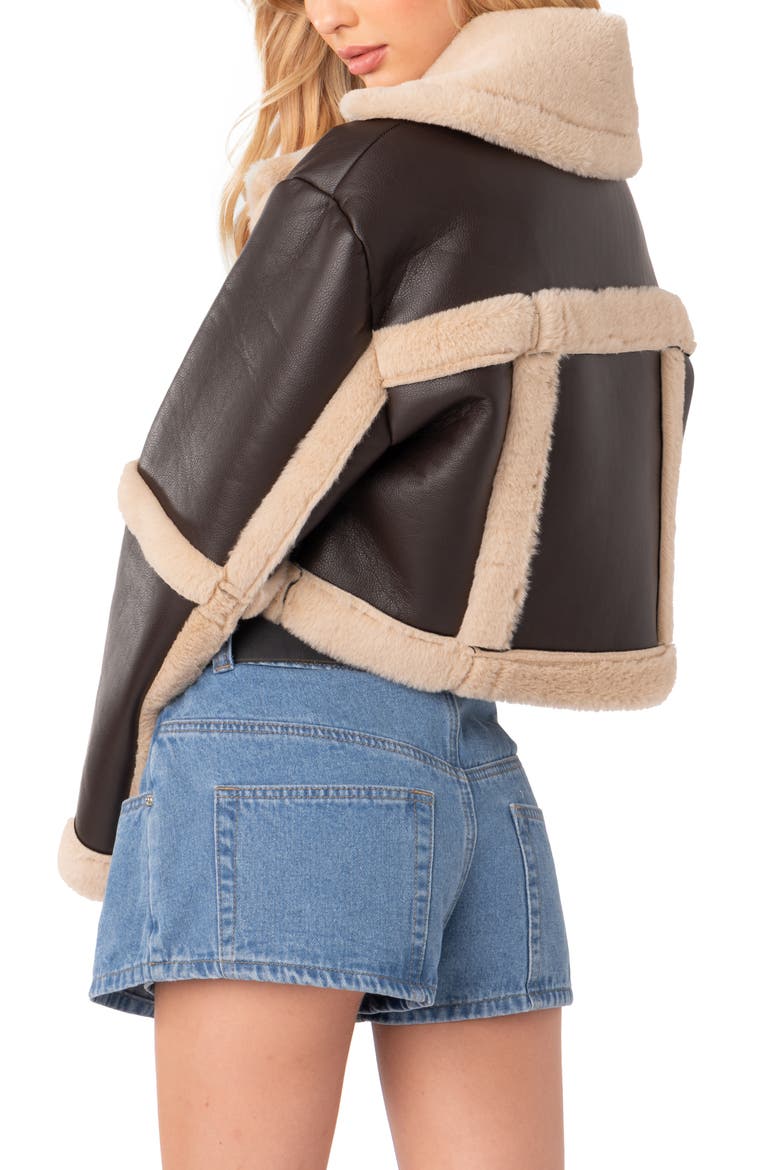 Ricky Faux Shearling Jacket, Alternate, color, BROWN