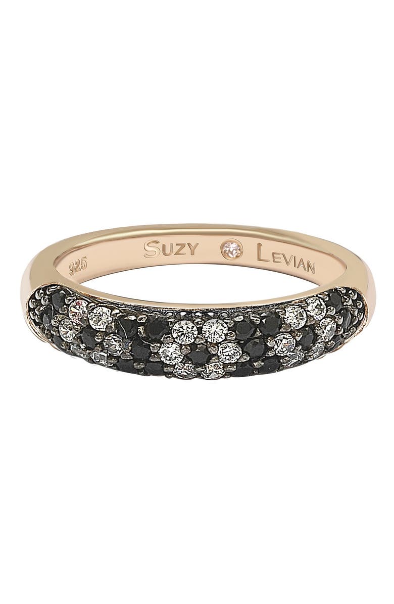 SUZY LEVIAN 3-Row Pavé Cubic Zirconia Eternity Band Ring, Alternate, color, Black