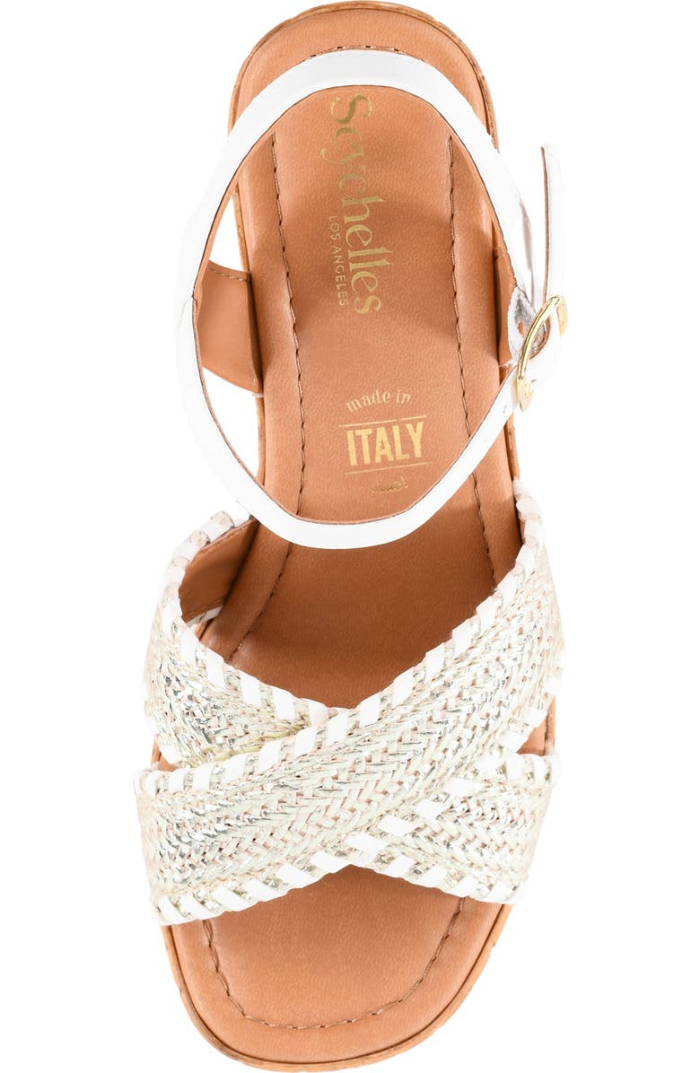 Seychelles Bravo Wedge Sandal, Alternate, color, Light Gold-White