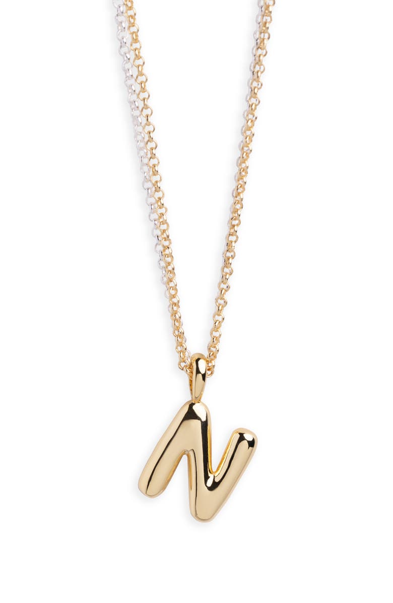 ARGENTO VIVO Puffy N Initial Pendant Necklace, Main, color, Two Tone