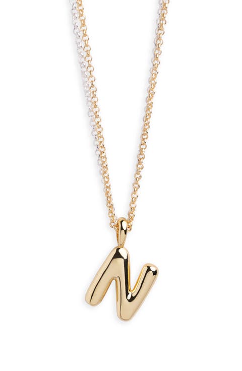 Puffy N Initial Pendant Necklace
