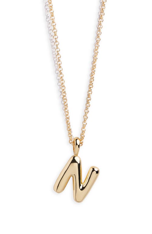 Argento Vivo Puffy N Initial Pendant Necklace In Gold