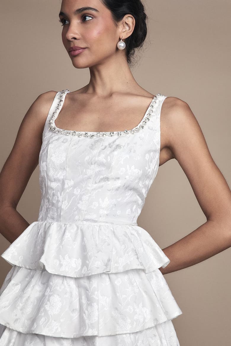 Ruffle Hem Mini Wedding Dress, Alternate, color, Ivory