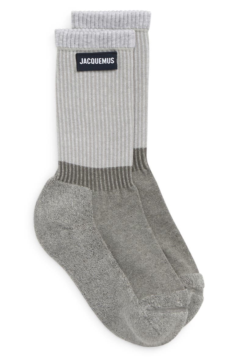 Les Chaussettes Logo Organic Cotton Blend Socks, Main, color, DARK GREY
