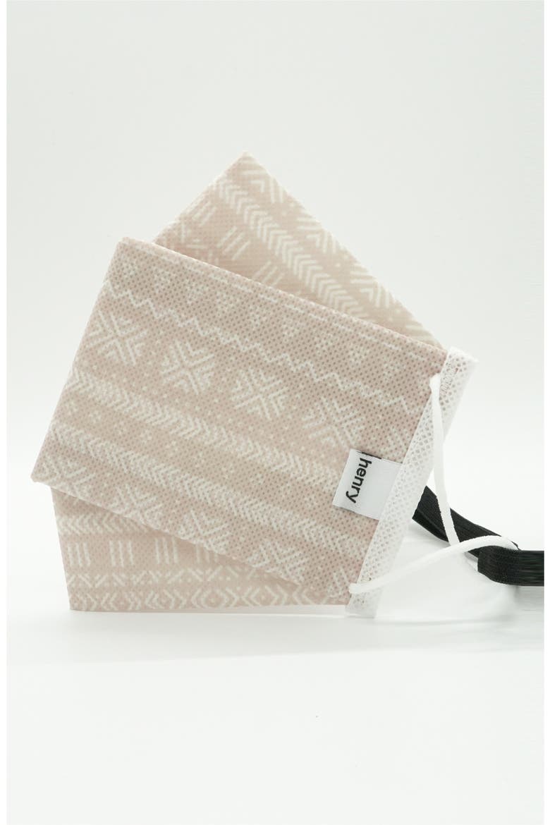 Adult Pleated Face Mask, Alternate, color, BEIGE MUDCLOTH