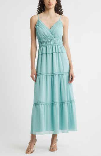 Chelsea28 Micro Ruffle Peplum Maxi Dress