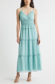 Chelsea28 Micro Ruffle Peplum Maxi Dress