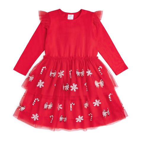 Peppermint Swirl Sequin Christmas Long Sleeve Tutu Dress