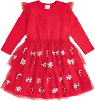 Sweet Wink Peppermint Swirl Sequin Christmas Long Sleeve Tutu Dress