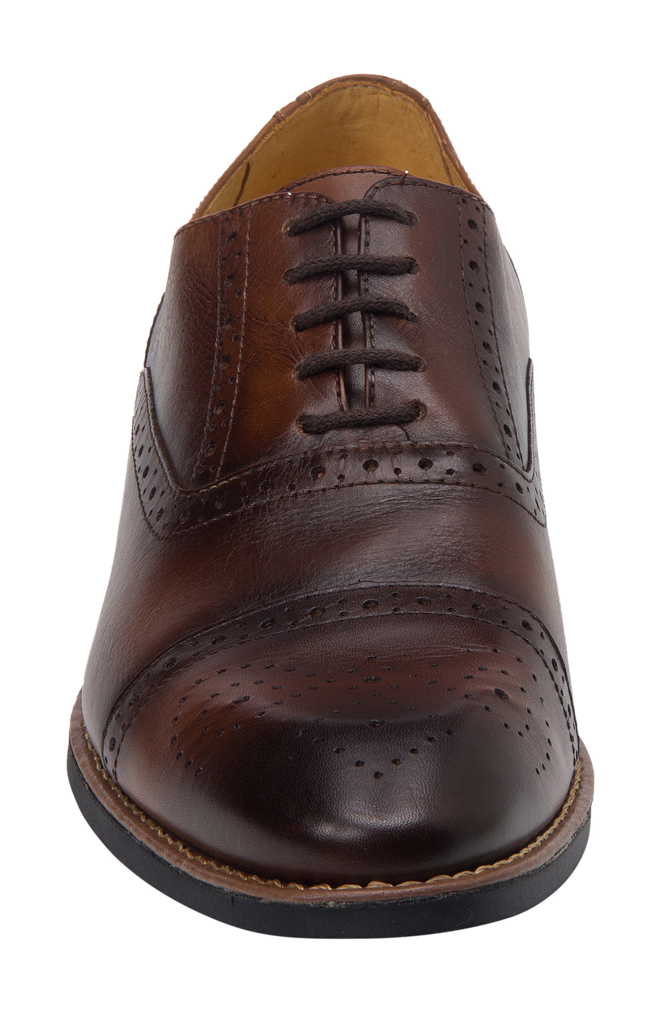 Murali Cap Toe Oxford, Alternate, color, BROWN LEATHER