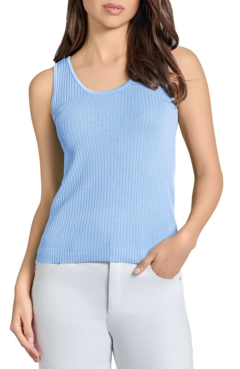 Jones New York Rib Sweater Tank, Main, color, Chintz Blue