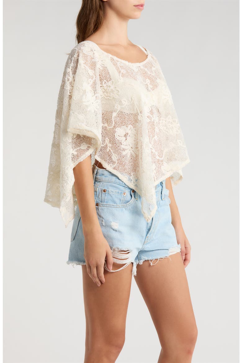 India Floral Openwork Poncho, Alternate, color, IVORY