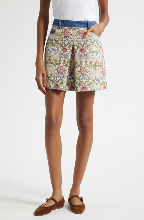 Kaiya Floral Tapestry Miniskirt
