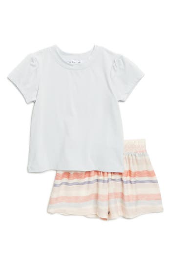 SPLENDID SPLENDID KIDS' T-SHIRT & WATERCOLOR STRIPE SHORTS SET
