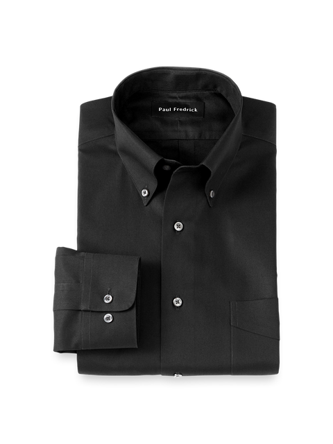 Non-iron Cotton Pinpoint Solid Button Down Collar Dress Shirt