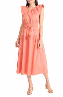 Maggy London Stretch Cotton Tiered Midi Dress