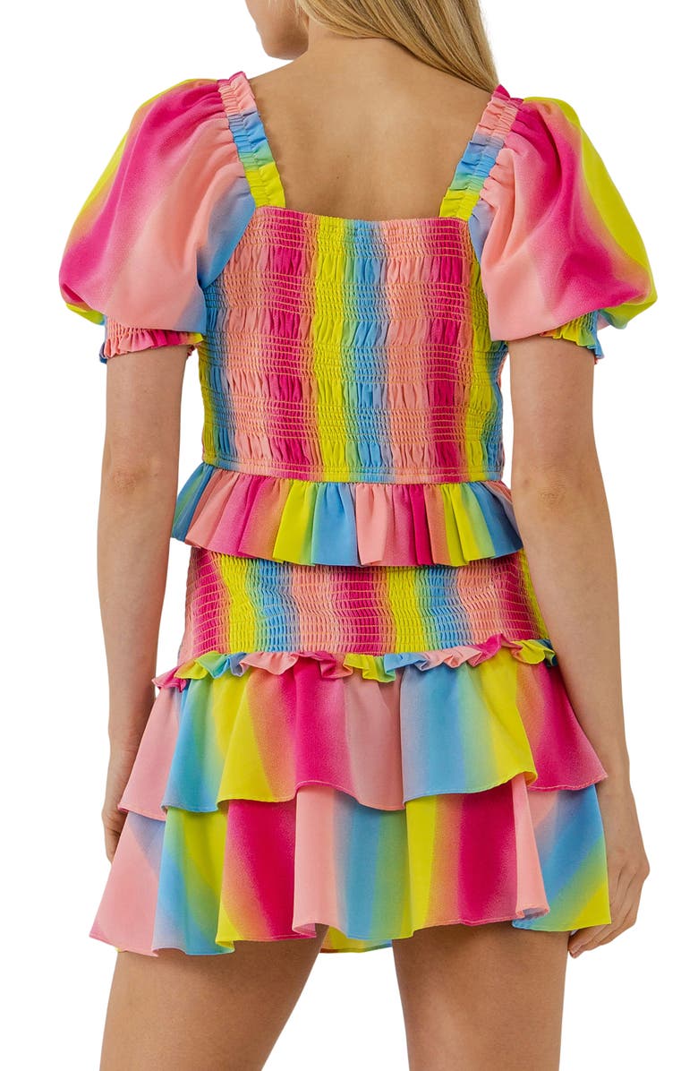 Endless Rose Ombré Stripe Smocked Top, Alternate, color, Multi
