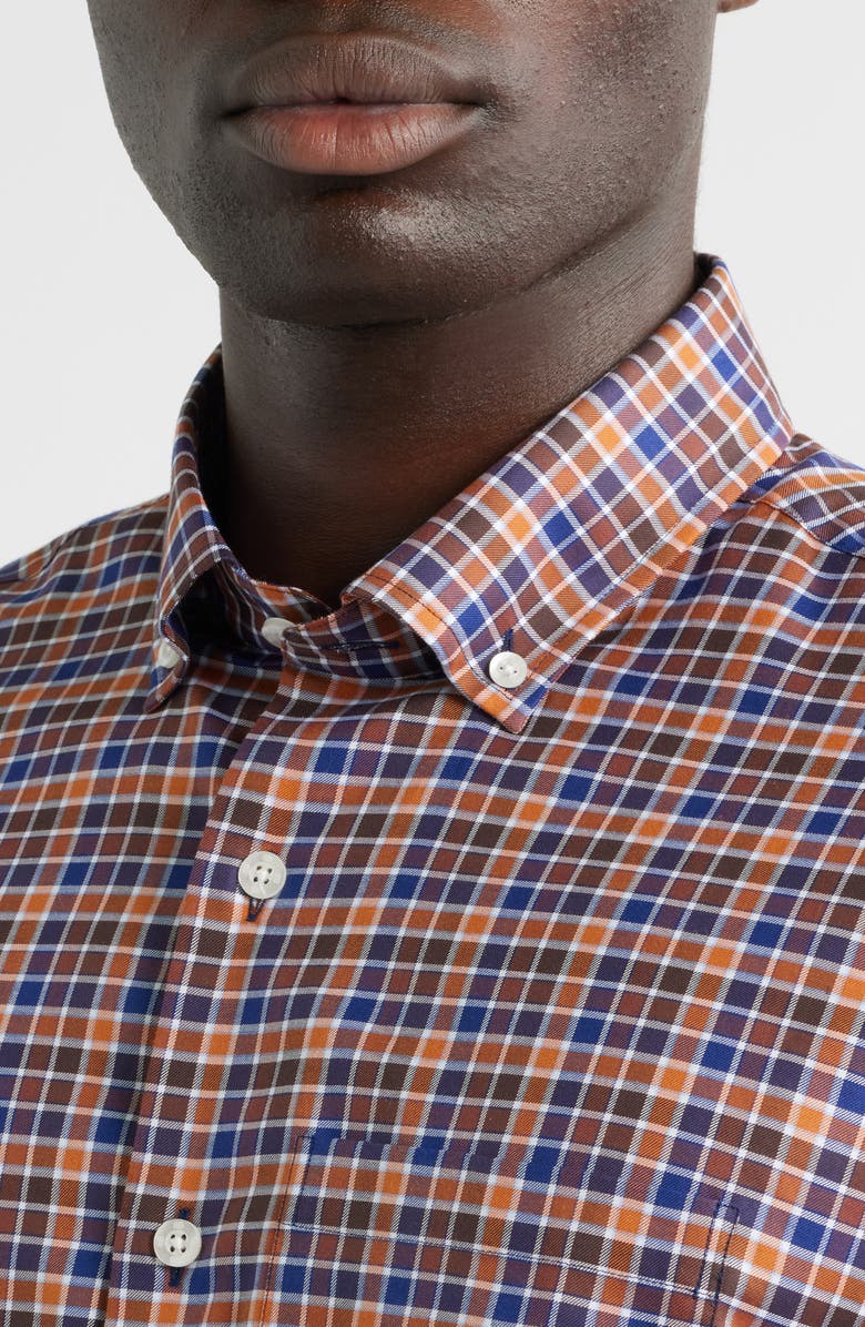 Scott Barber Check Prep Cotton Twill Button-Down Shirt, Alternate, color, Navy