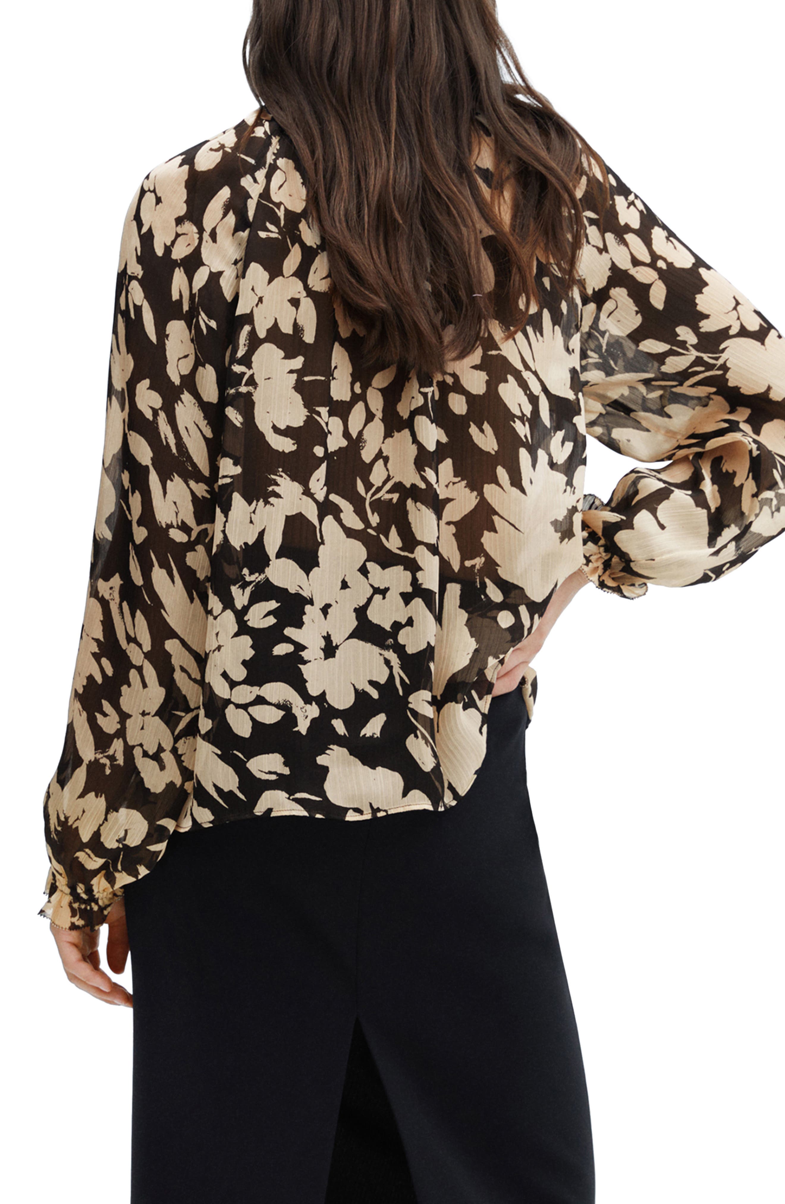 Flowy Floral Tie Neck Top - image 2