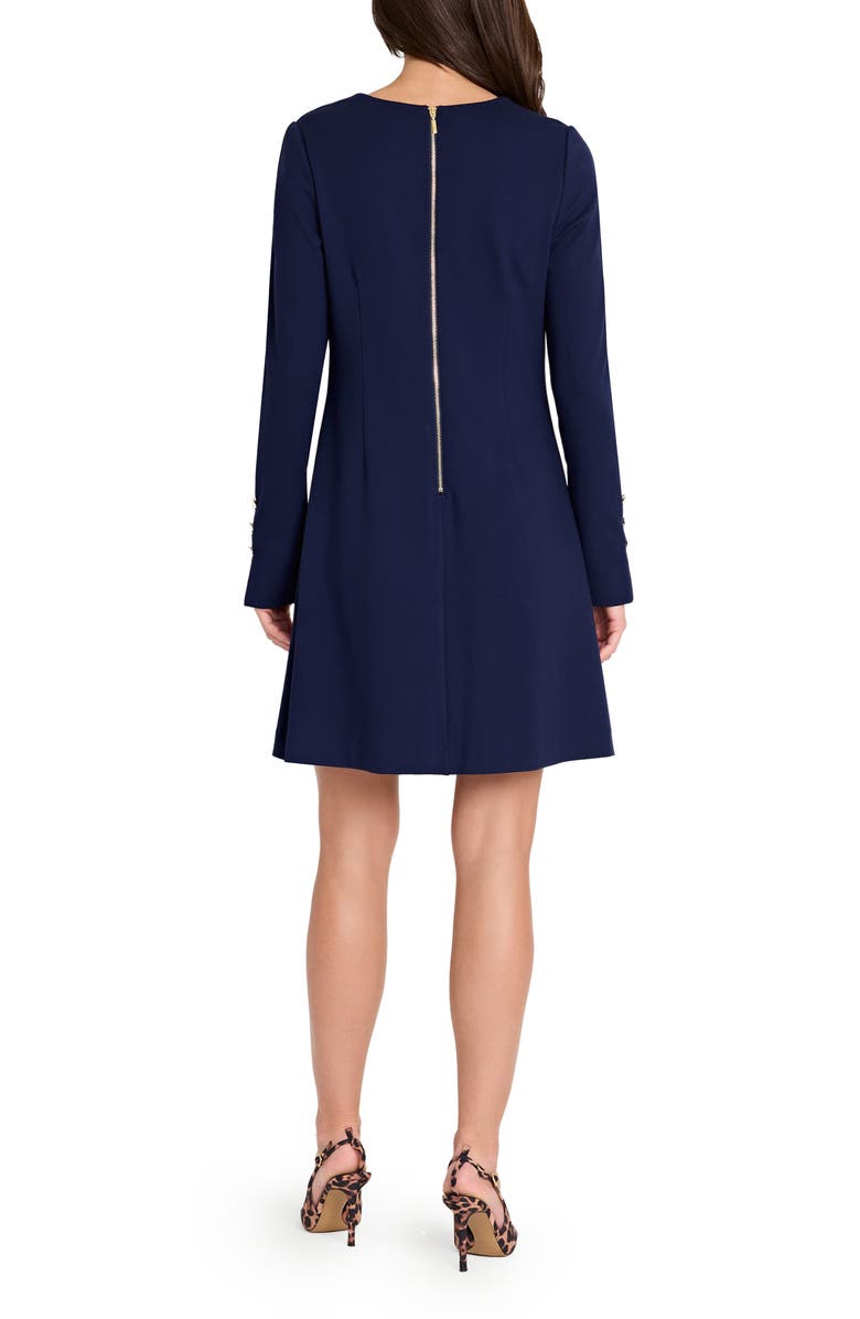 Tahari ASL Bow Detail Long Sleeve Minidress, Alternate, color, Navy