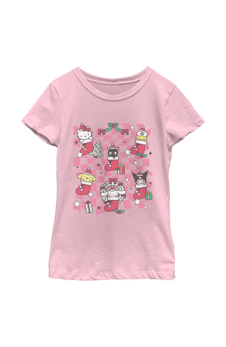 Hello Kitty Girl's Hello Kitty Christmas Stockings and Friends Graphic T-Shirt, Main, color, Light Pink