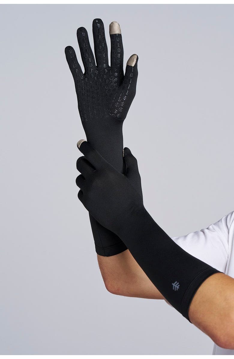 Coolibar Mid-Length UV Sun Glove with Touchscreen Tips - UPF 50+ Sun Protection - Bona, Alternate, color, Black