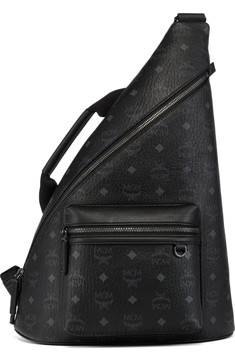 MCM Medium Aren Sling in Visetos, Main, color, Bk