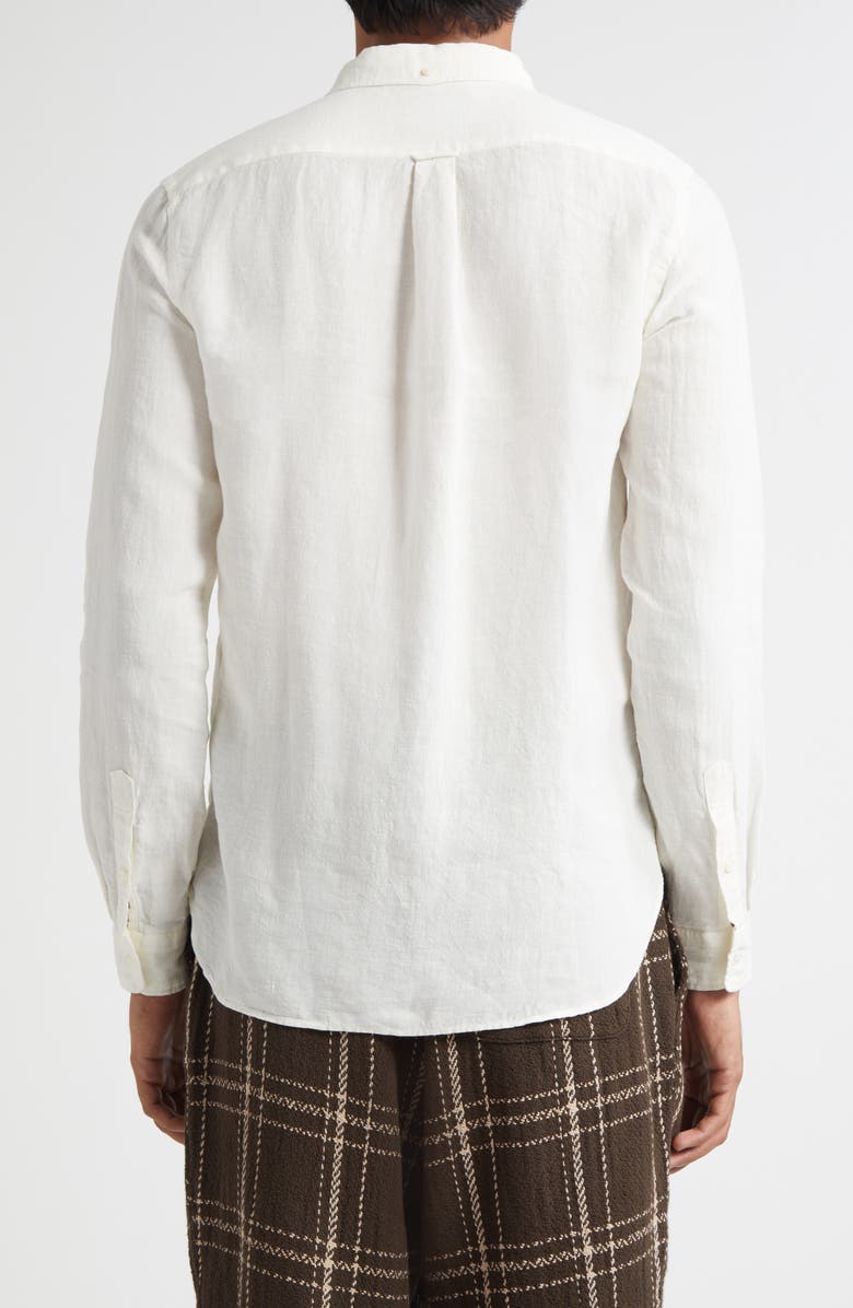 BEAMS Linen Chambray Button-Down Shirt, Alternate, color, White