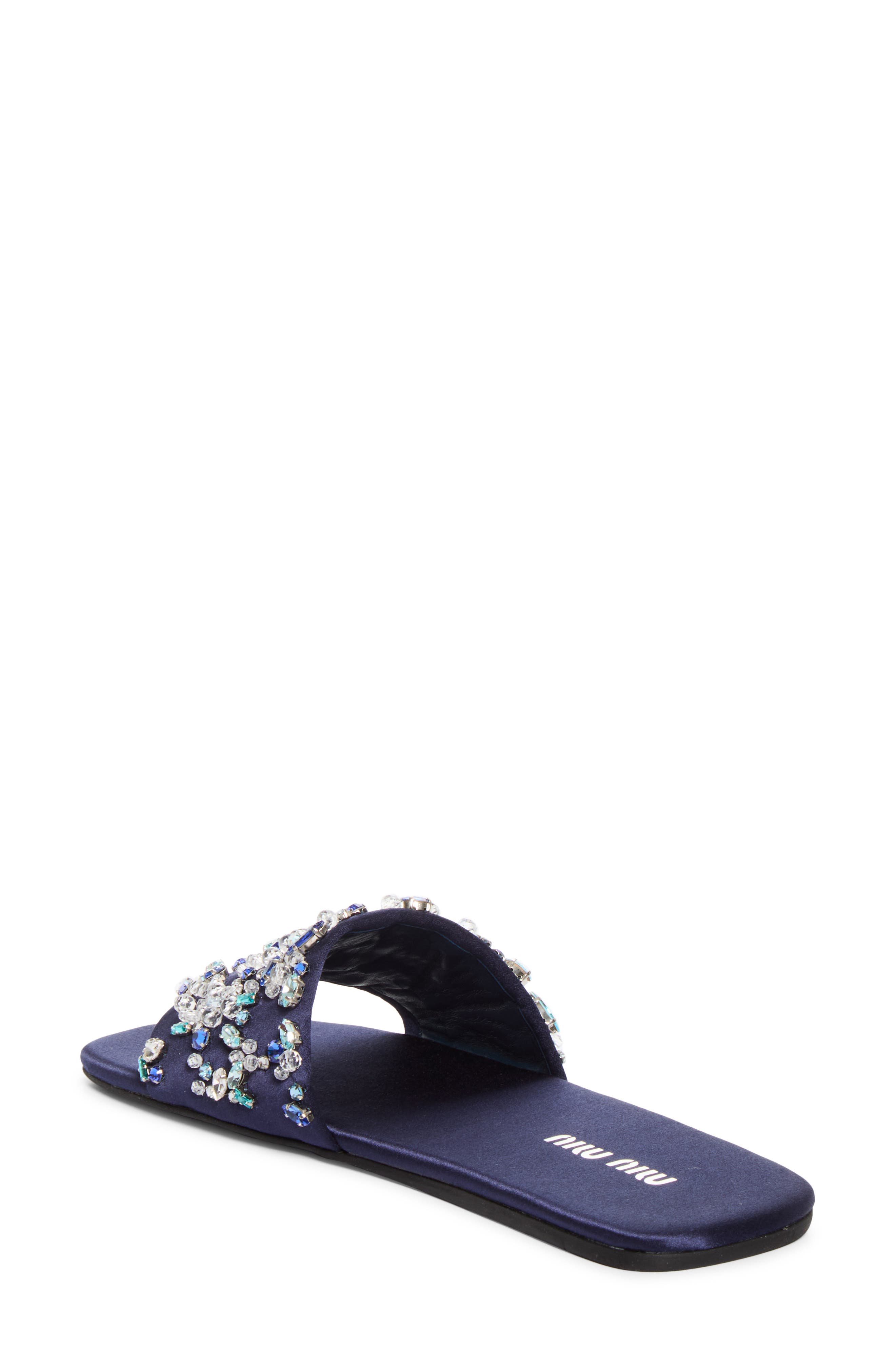 Strass Slide Sandal, Alternate, color, BALTICO