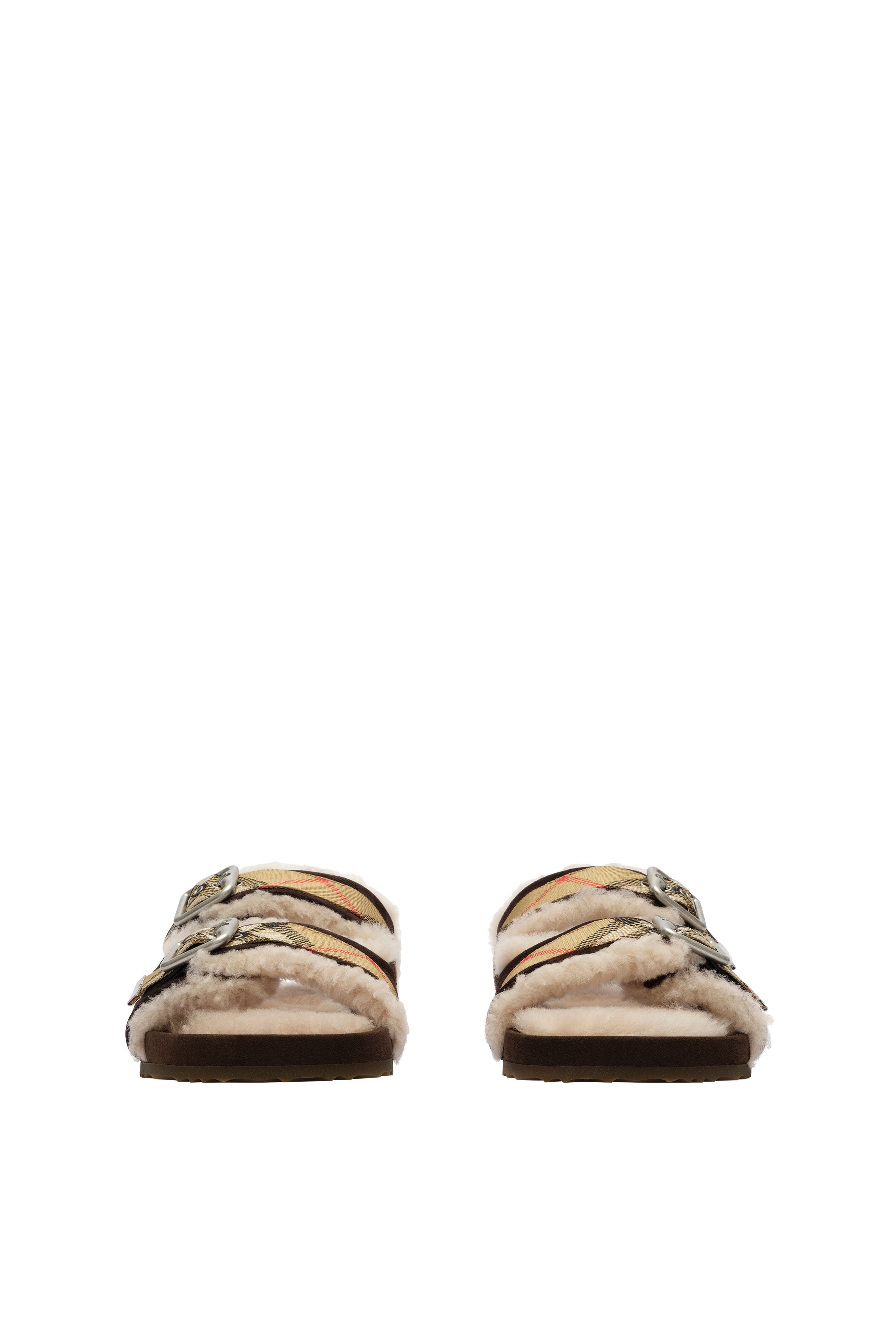 Check Shearling Urchin Sandals, Alternate, color, Moorhen brown