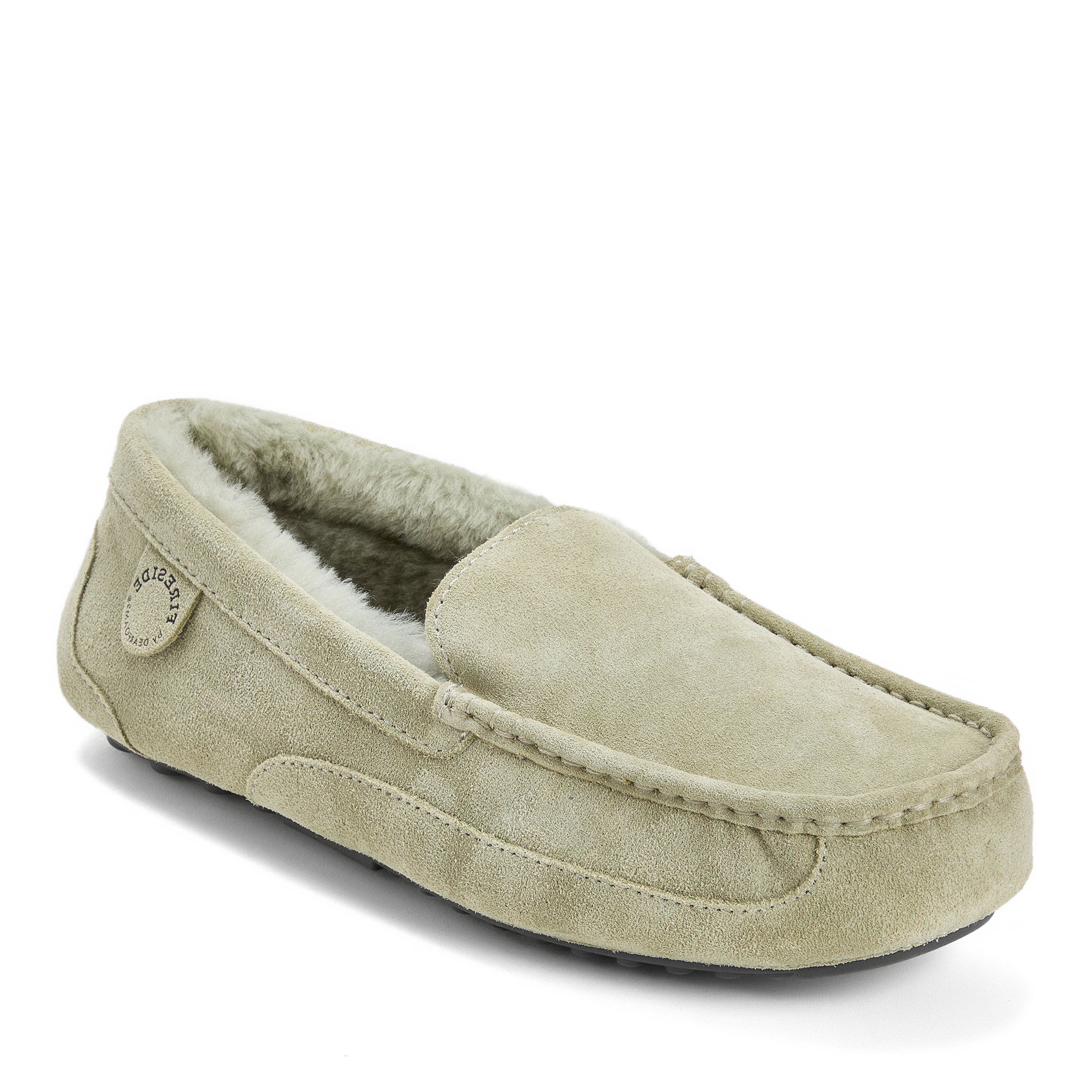Fireside Melbourne Genuine Shearling Moccasin Slippers, Main, color, SEAGRASS