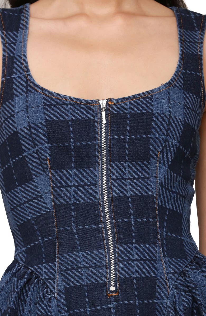 Avec Les Filles Plaid Half Zip Drop Waist Minidress, Alternate, color,
